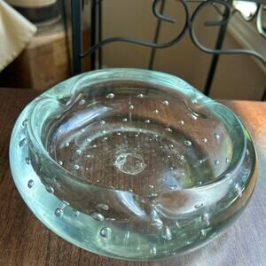 Vintage Blenko Bullicante Controlled Bubble Ashtray